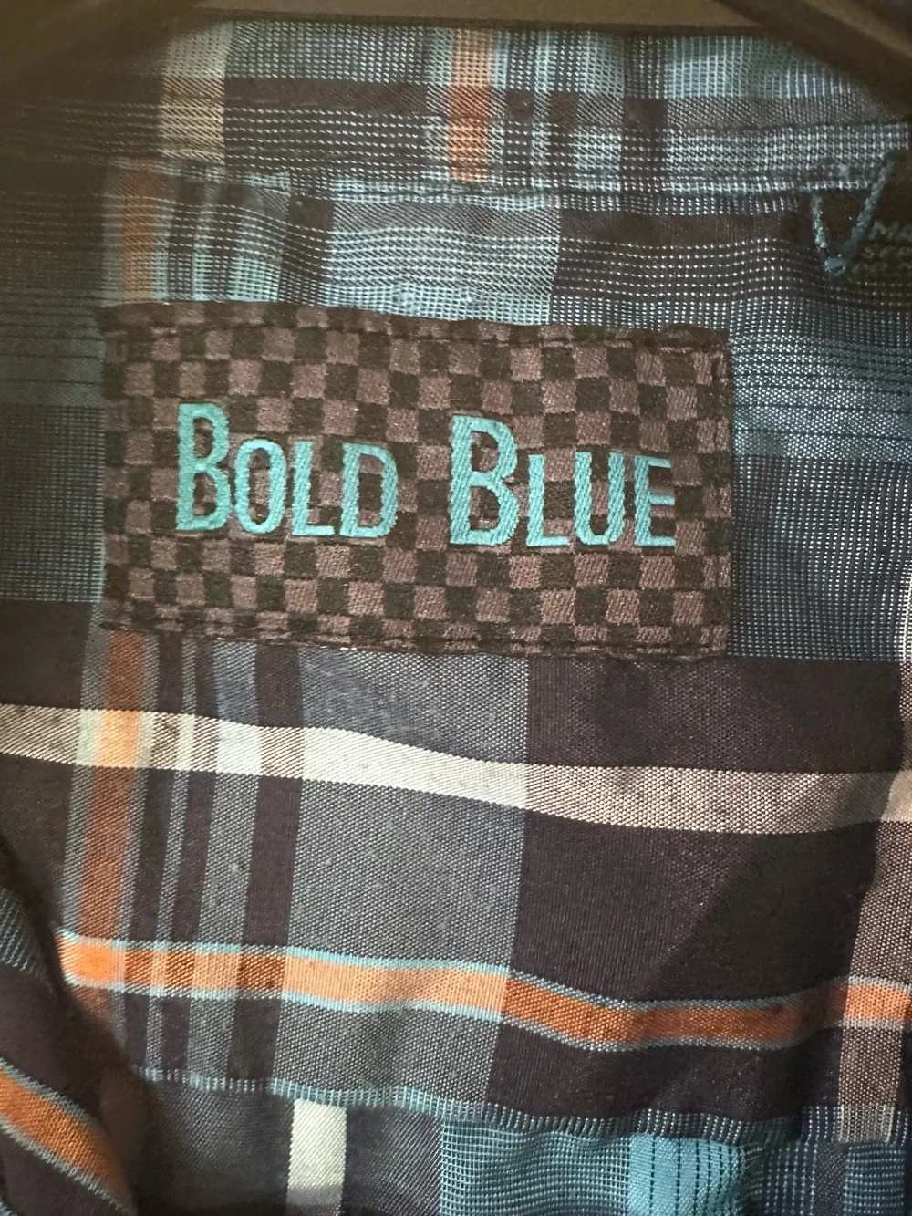 Boys Short Sleeve Plaid Shirt - Blue/Tan
